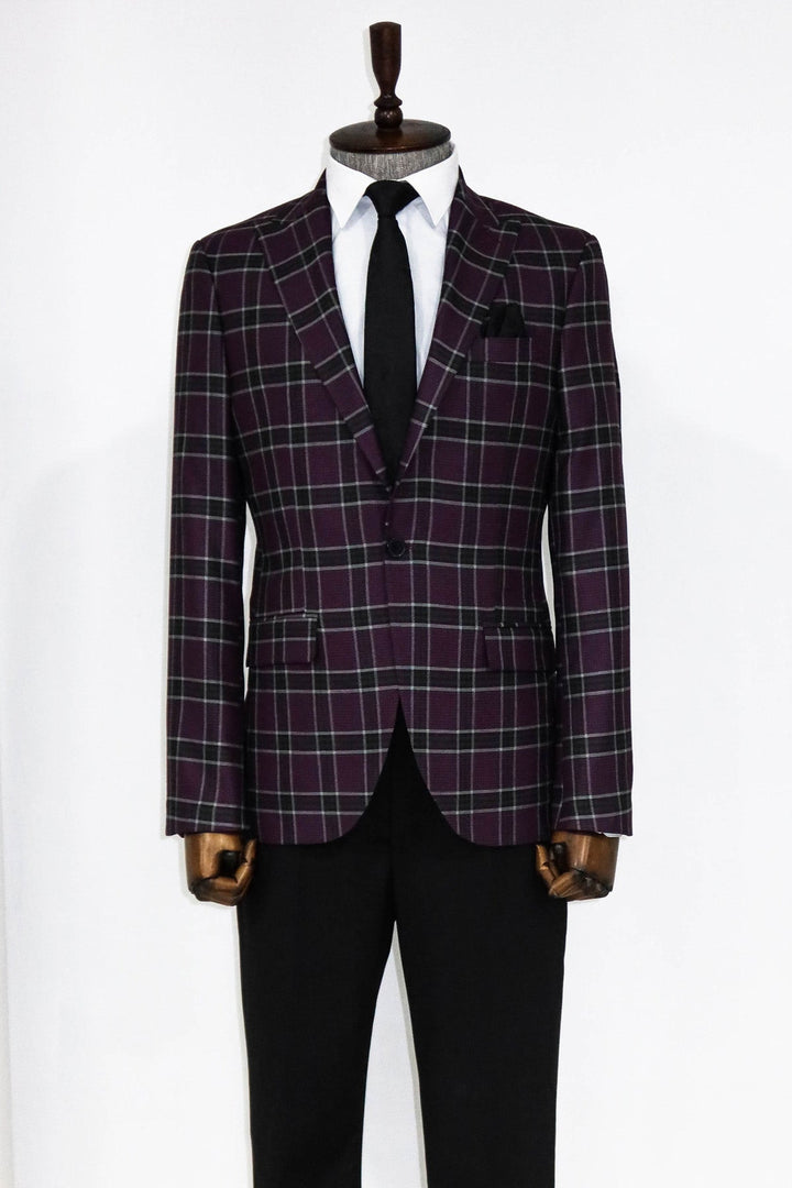 WSS Slim Fit Peak Lapel Purple Men Blazer and Trousers Combination  - Santurce-Antiguo