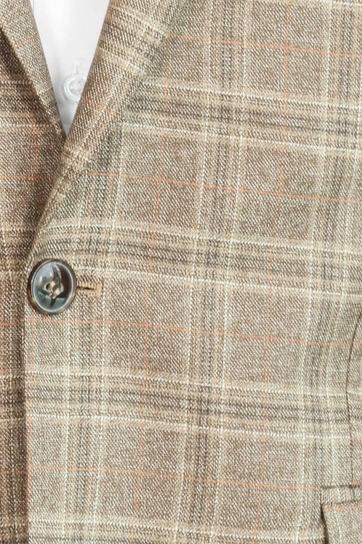 WSS Slim Fit Peak Lapel Checked Grey Men Blazer  - Terre Haute