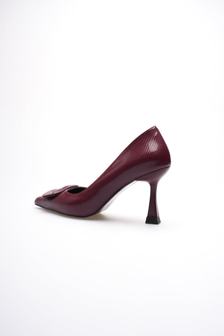 DSM Porin Bordo Rugan Toka Detaylı Stiletto Topuklu Kadın Ayakkabısı - Cosenza