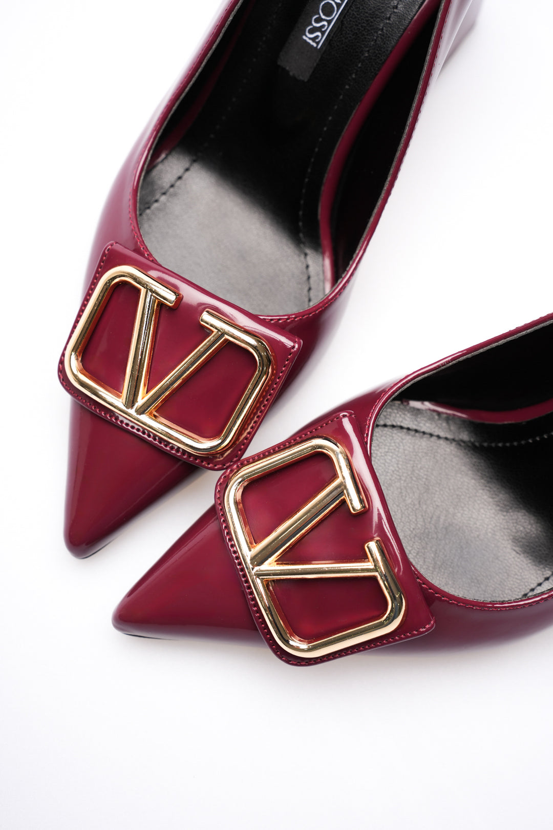 DSM Walkey Bordeaux Patent Leather Gold Buckle Thick Heel High Heel Women's Shoe - Walkden