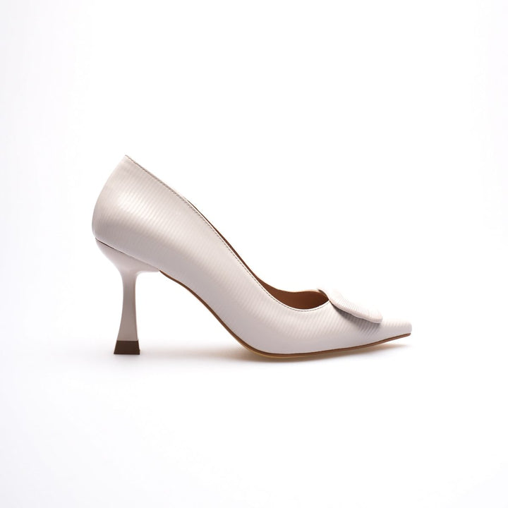 DSM Porin Cream Clasp Detailed Line Rugan High Heel Stiletto Women's Shoe - Widnes