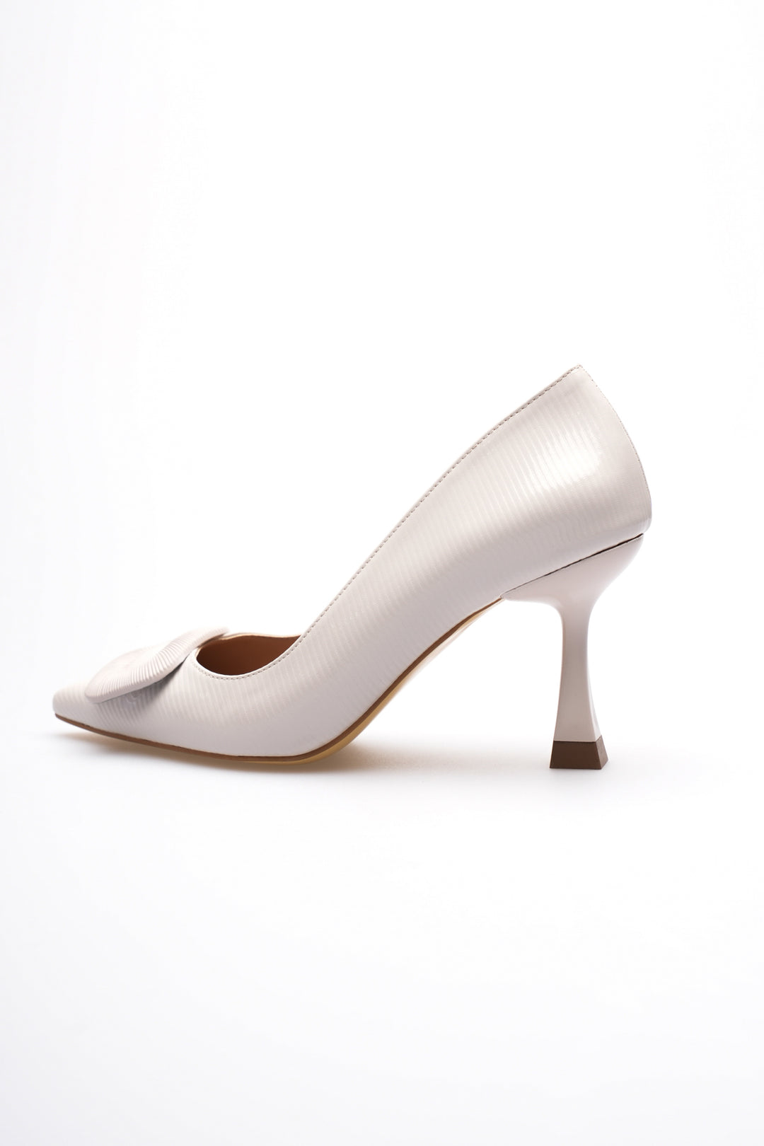 DSM Porin Cream Clasp Detailed Line Rugan High Heel Stiletto Women's Shoe - Widnes