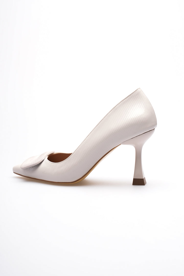 DSM Porin Cream Clasp Detailed Line Rugan High Heel Stiletto Women's Shoe - Widnes