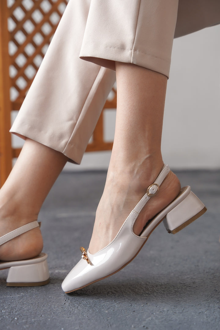 DSM Find Ten Rugan Gold Heels with Detailed Low Heel - North Miami