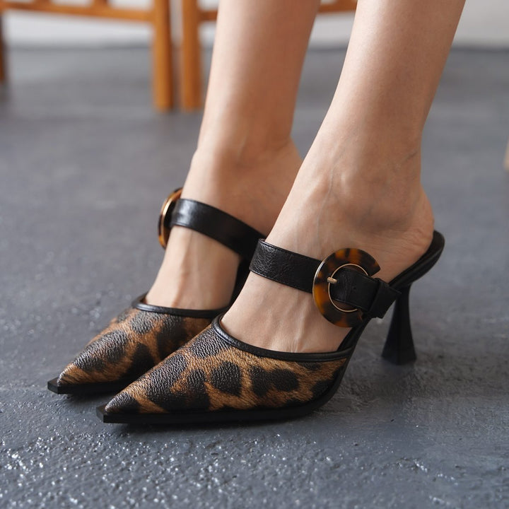 DSM Talya Leopard Print Sandals with Detailed Heels - Gotha