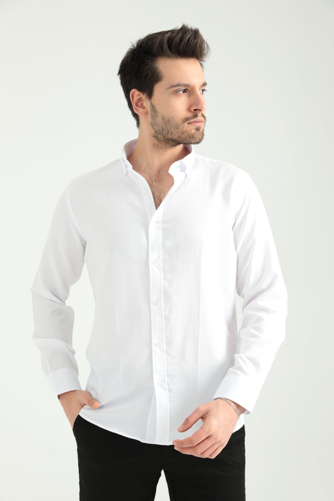 MPL Men's Oxford Collar Buttoned Slimfit Shirt - Plainfield