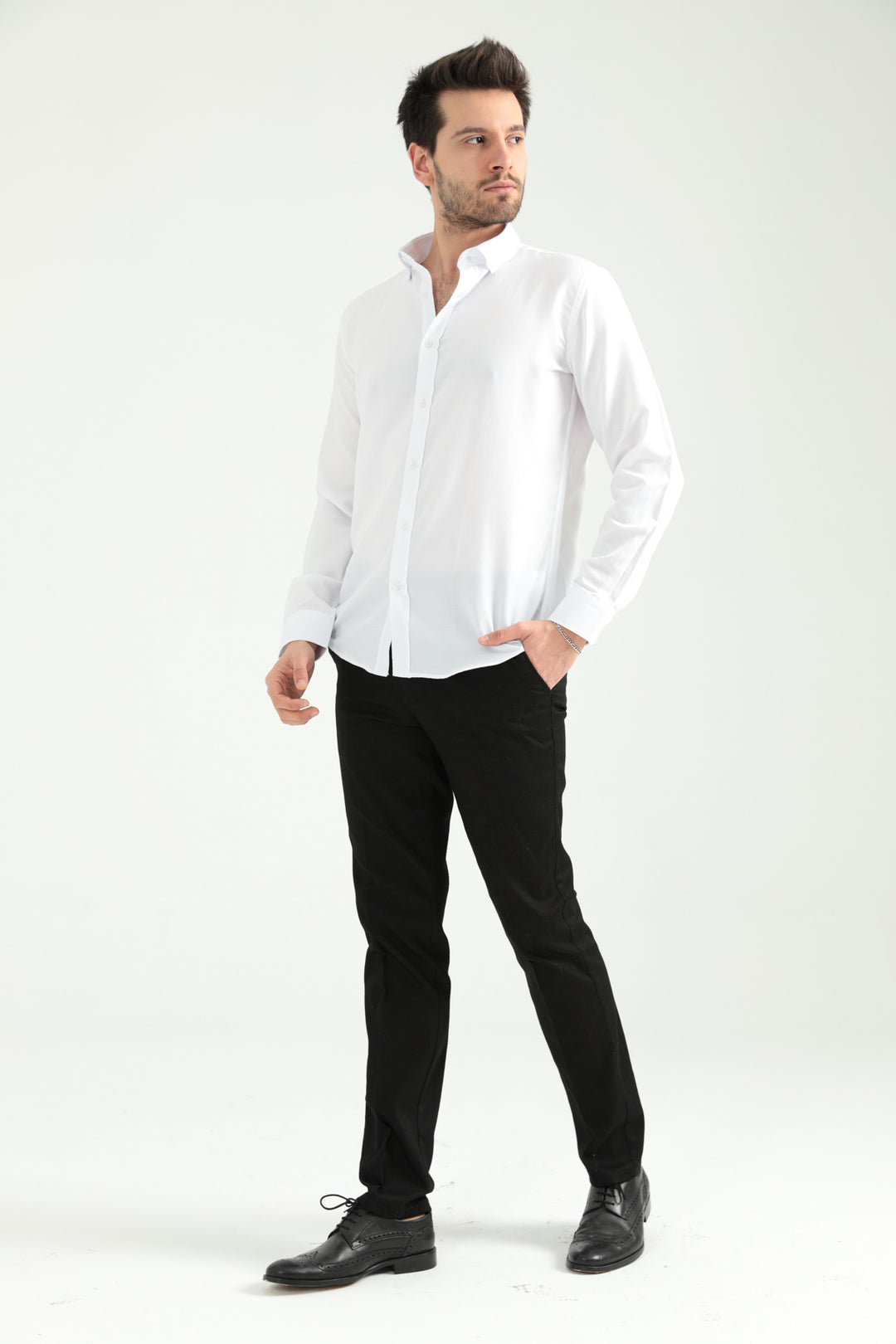 MPL Men's Oxford Collar Buttoned Slimfit Shirt - Plainfield