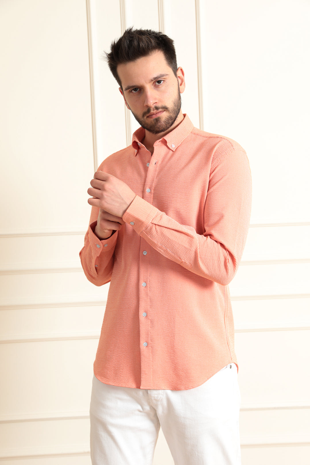 MPL Men's Slimfit Striped Waffle Shirt 9714 - Glendale