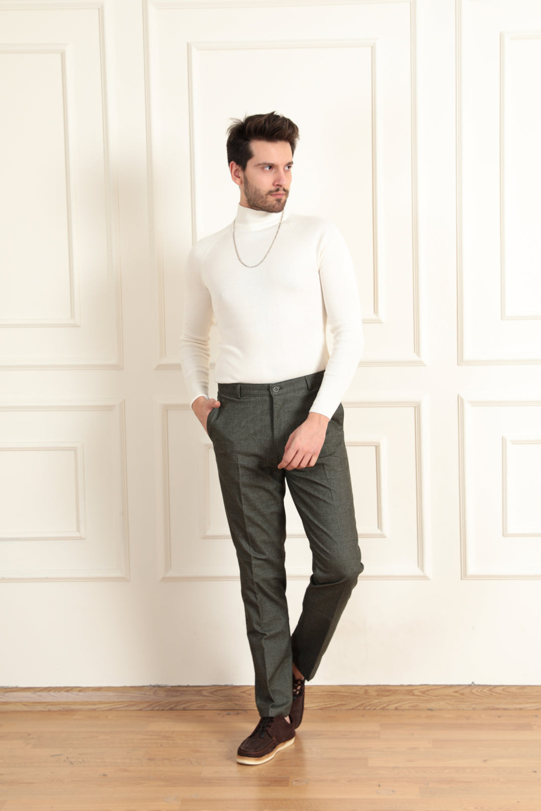 MPL Men's Wool Effect Classic Trousers - Palm Harbor