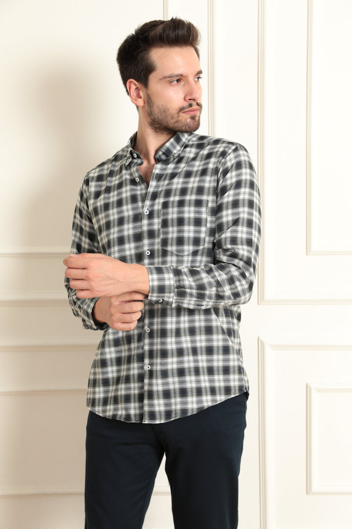 MPL Men's Long Sleeve Plaid Shirt - Petroúpoli