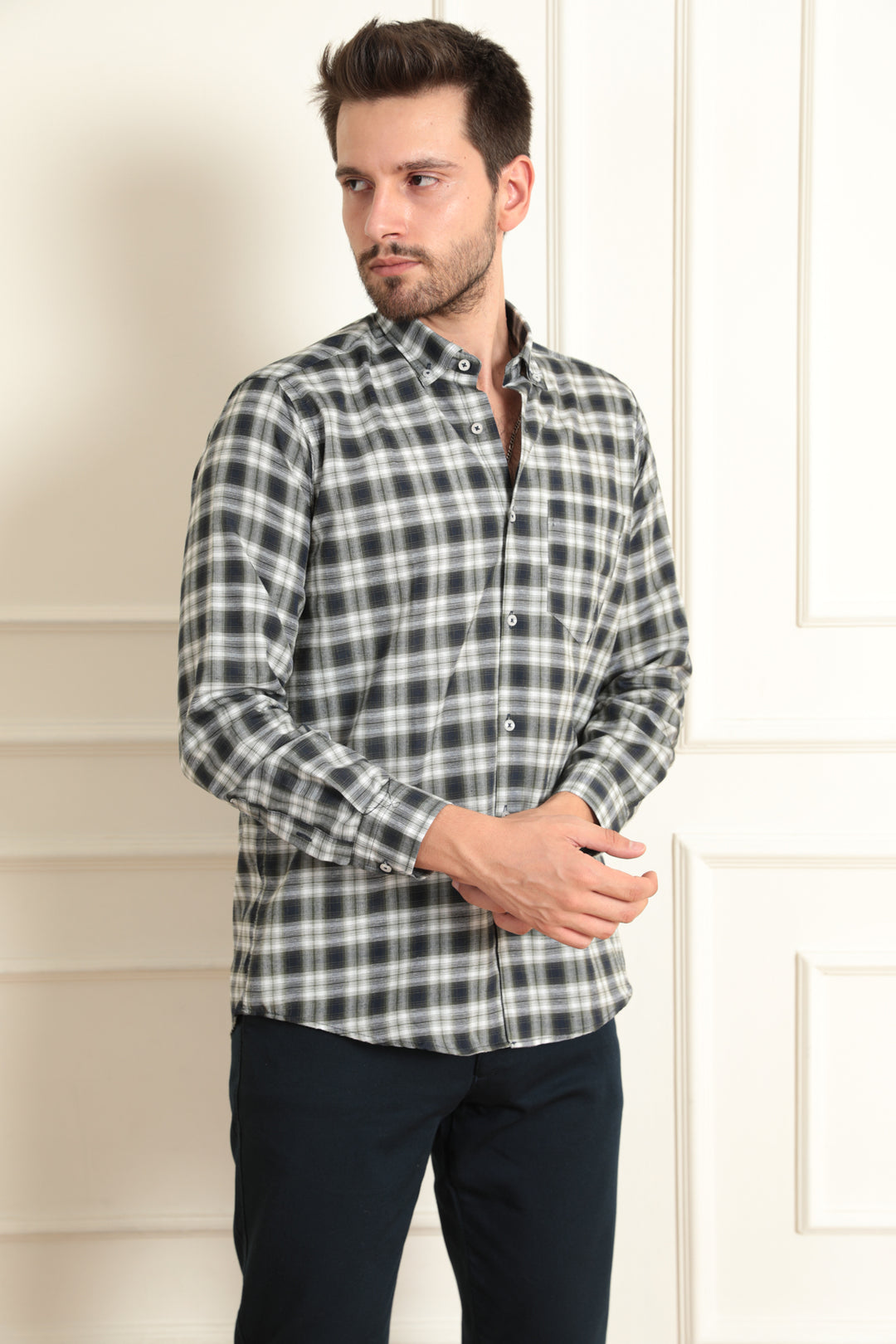 MPL Men's Long Sleeve Plaid Shirt - Petroúpoli