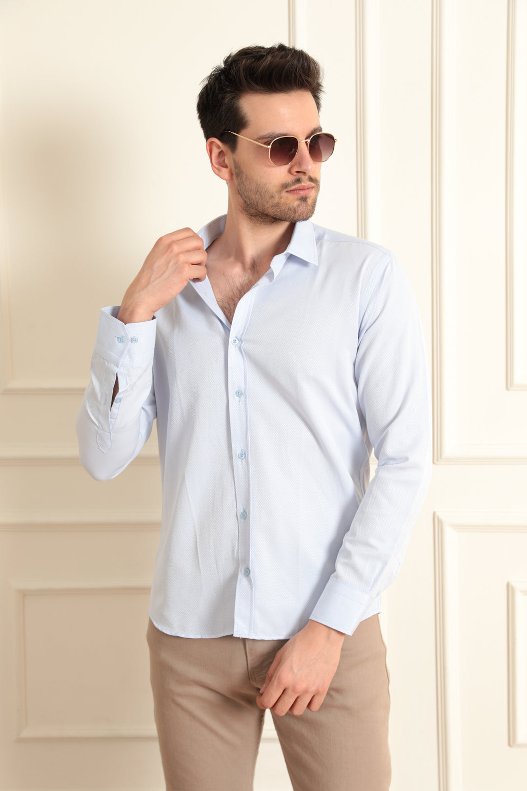 MPL Men's Patterned Shirt with 3 Buttons - Cottbus