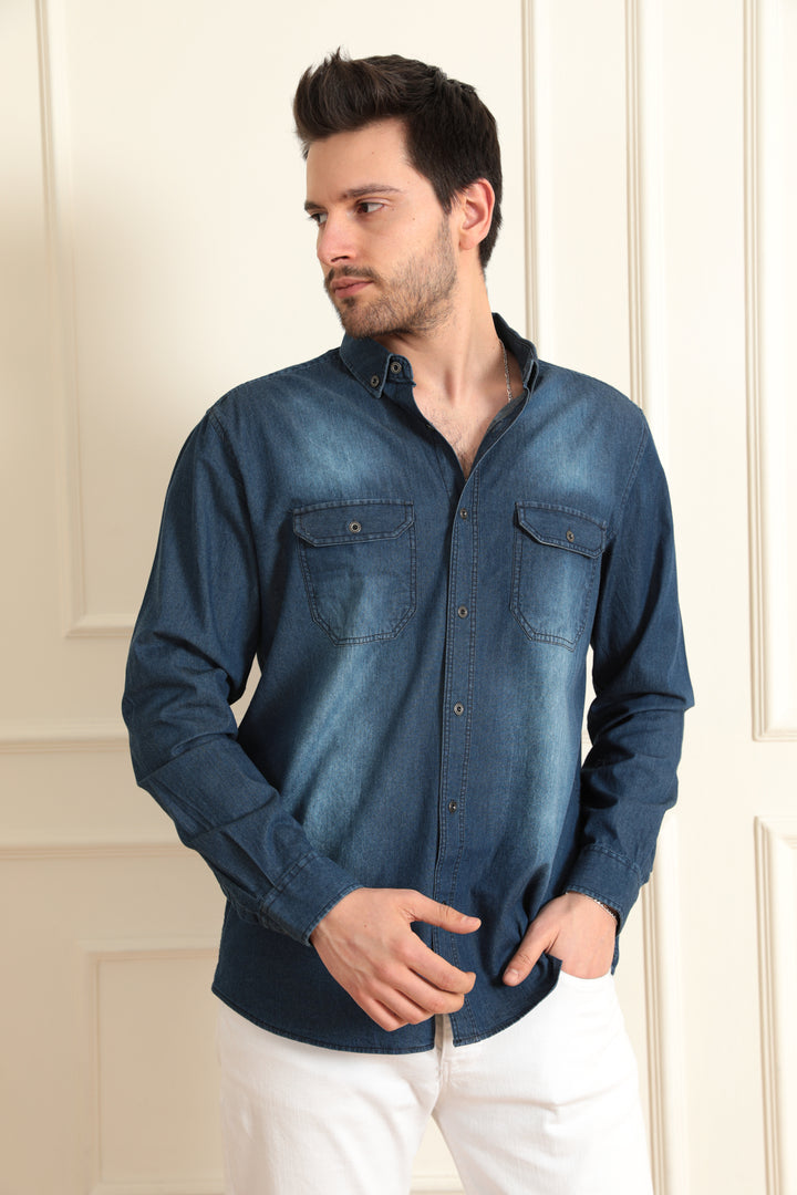 MPL Men's Double Pocket Flap Denim Shirt - Granadilla de Abona