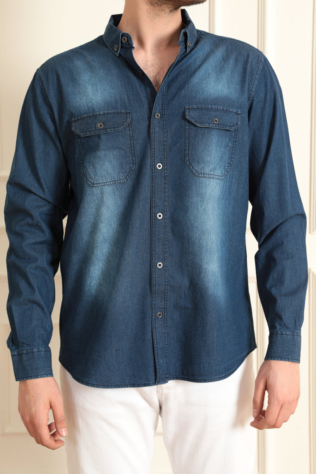 MPL Men's Double Pocket Flap Denim Shirt - Granadilla de Abona