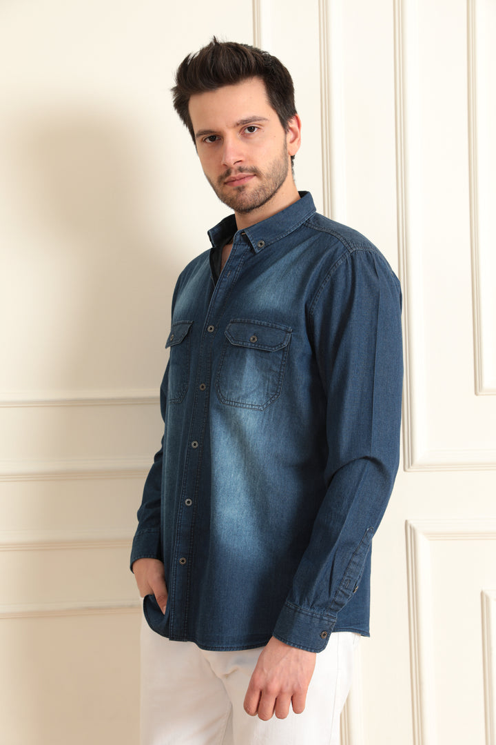 MPL Men's Double Pocket Flap Denim Shirt - Granadilla de Abona