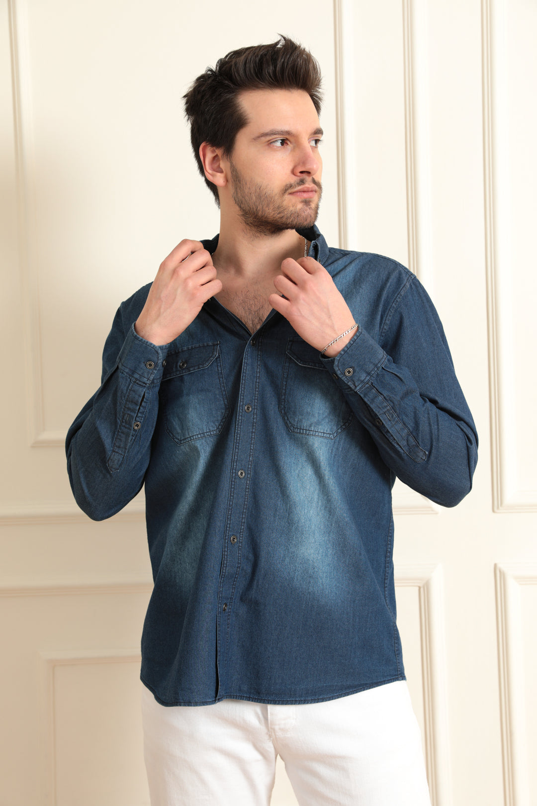 MPL Men's Double Pocket Flap Denim Shirt - Granadilla de Abona