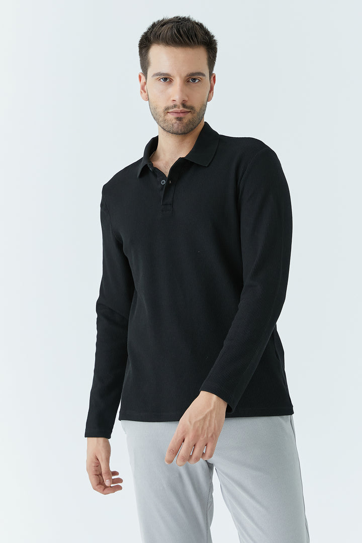 MPL Men's Polo Neck Quilted Waffle Sweatshirt 5708 - Aurora