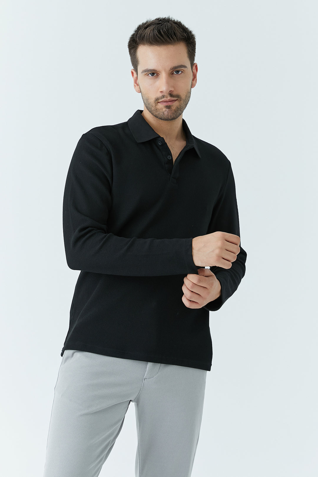 MPL Men's Polo Neck Quilted Waffle Sweatshirt 5708 - Aurora
