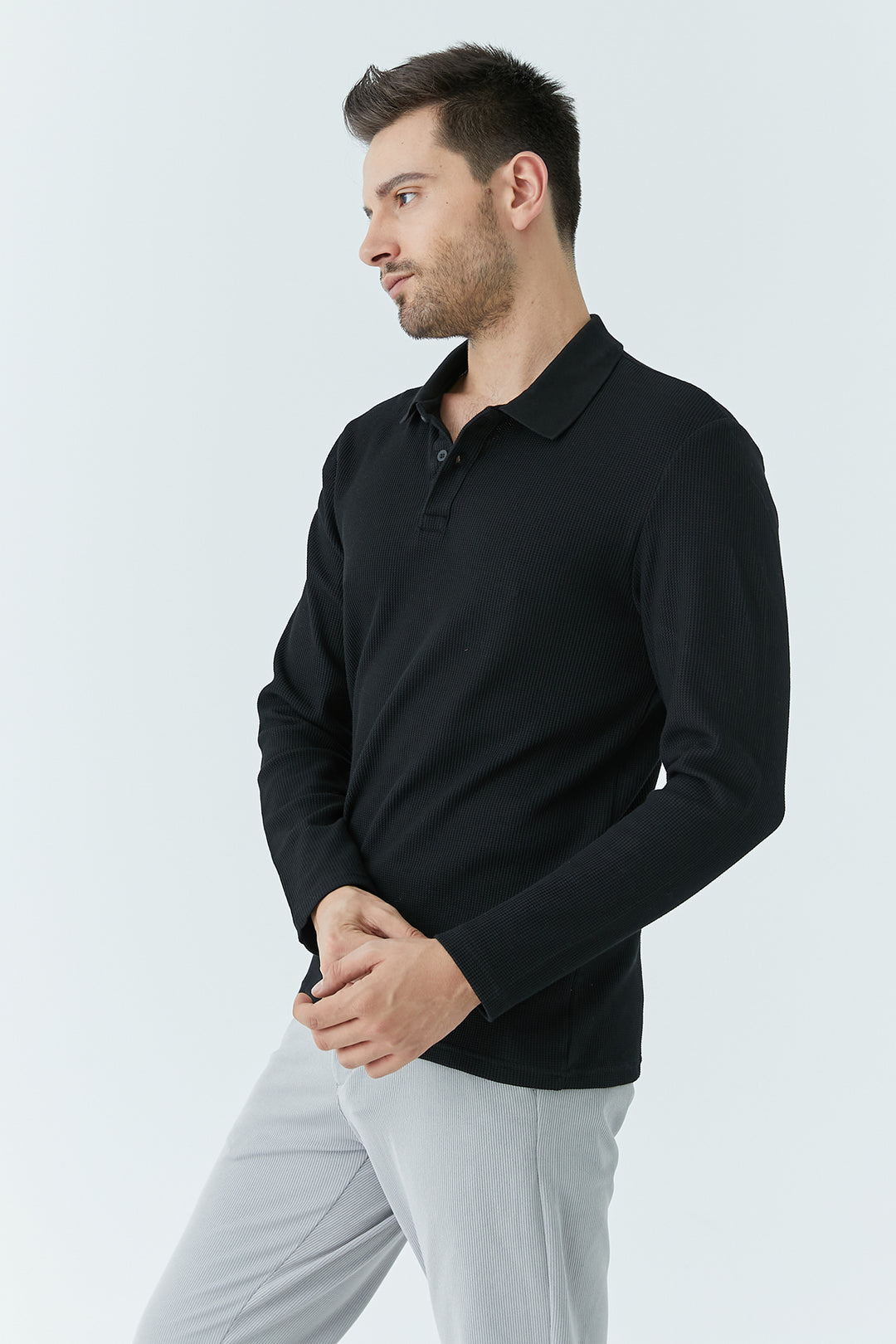 MPL Men's Polo Neck Quilted Waffle Sweatshirt 5708 - Aurora