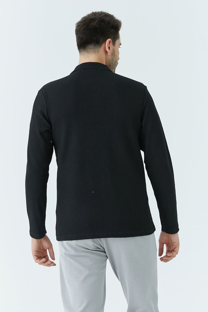 MPL Men's Polo Neck Quilted Waffle Sweatshirt 5708 - Aurora