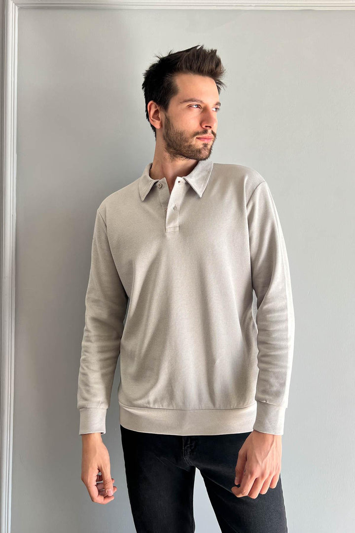 MPL Men's Polo Neck Waffle Sweatshirt 5717 - Columbia