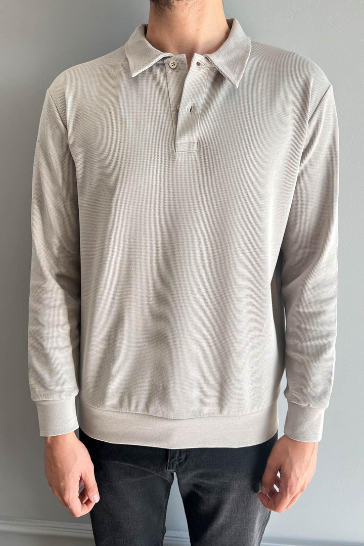 MPL Men's Polo Neck Waffle Sweatshirt 5717 - Columbia