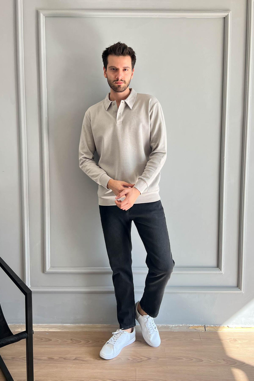 MPL Men's Polo Neck Waffle Sweatshirt 5717 - Columbia