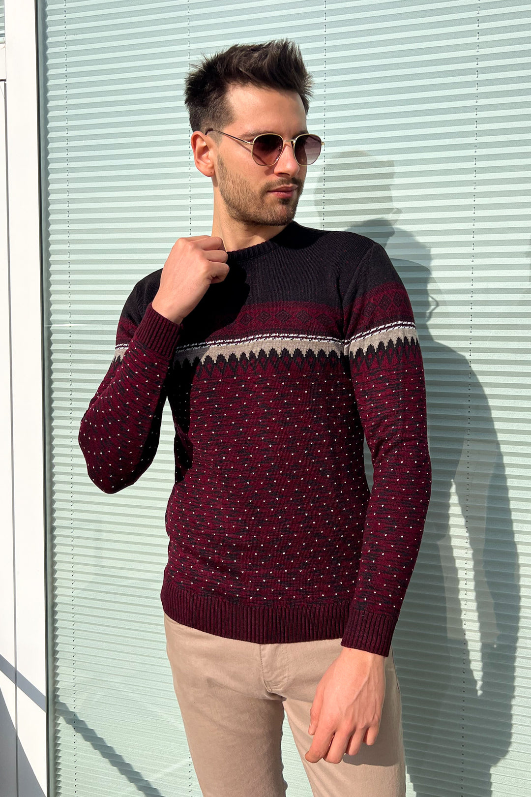 MPL Men's Patterned Knit Sweater 121 - Luhansk