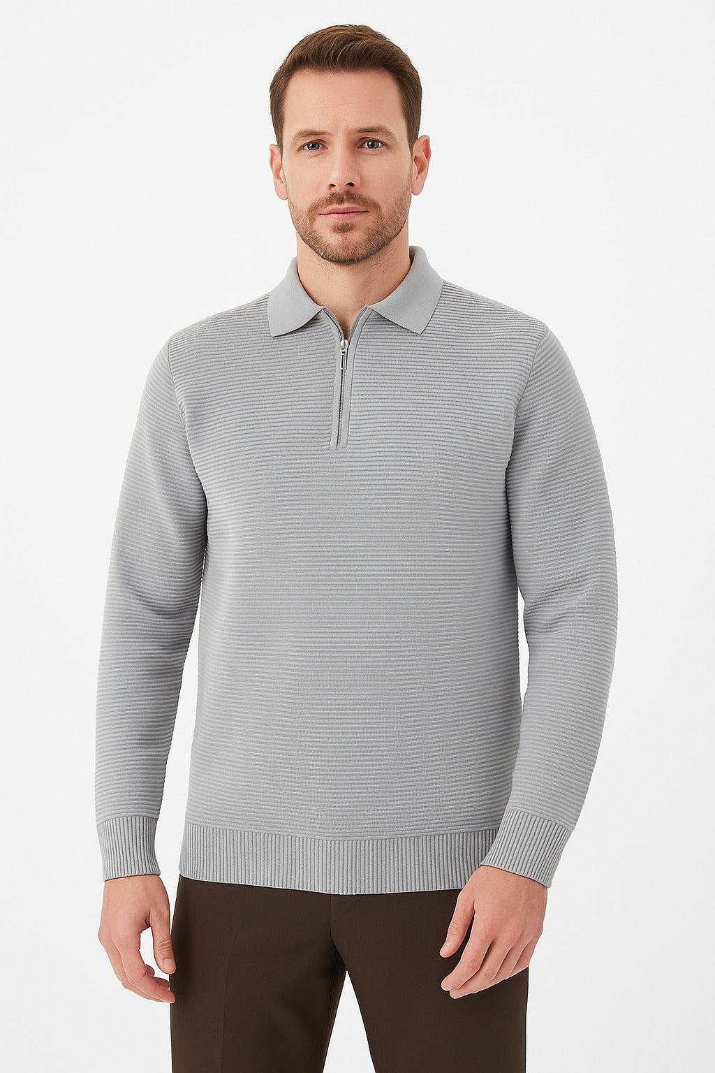 MPL Men's Zippered Polo Neck Sweater 732 - Tucson