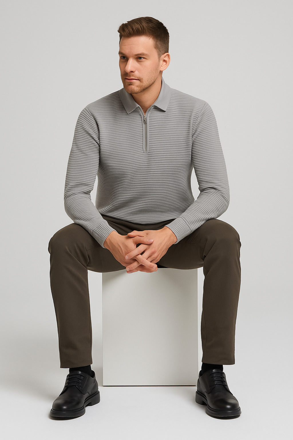 MPL Men's Zippered Polo Neck Sweater 732 - Tucson