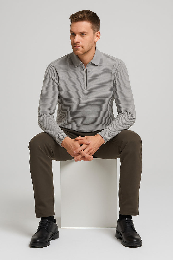 MPL Men's Zippered Polo Neck Sweater 732 - Tucson