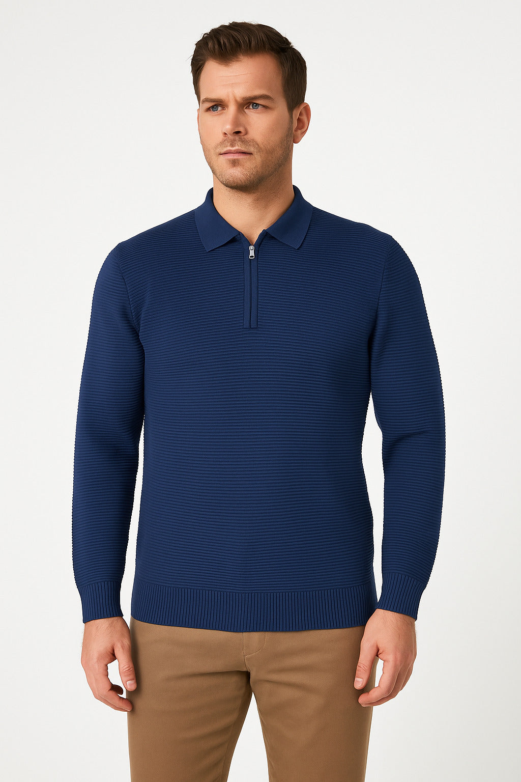 MPL Men's Zippered Polo Neck Sweater 732 - Springville
