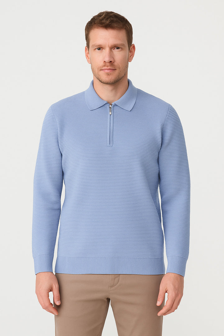 MPL Men's Zippered Polo Neck Sweater 732 - Afragola