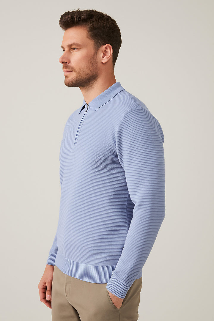 MPL Men's Zippered Polo Neck Sweater 732 - Afragola