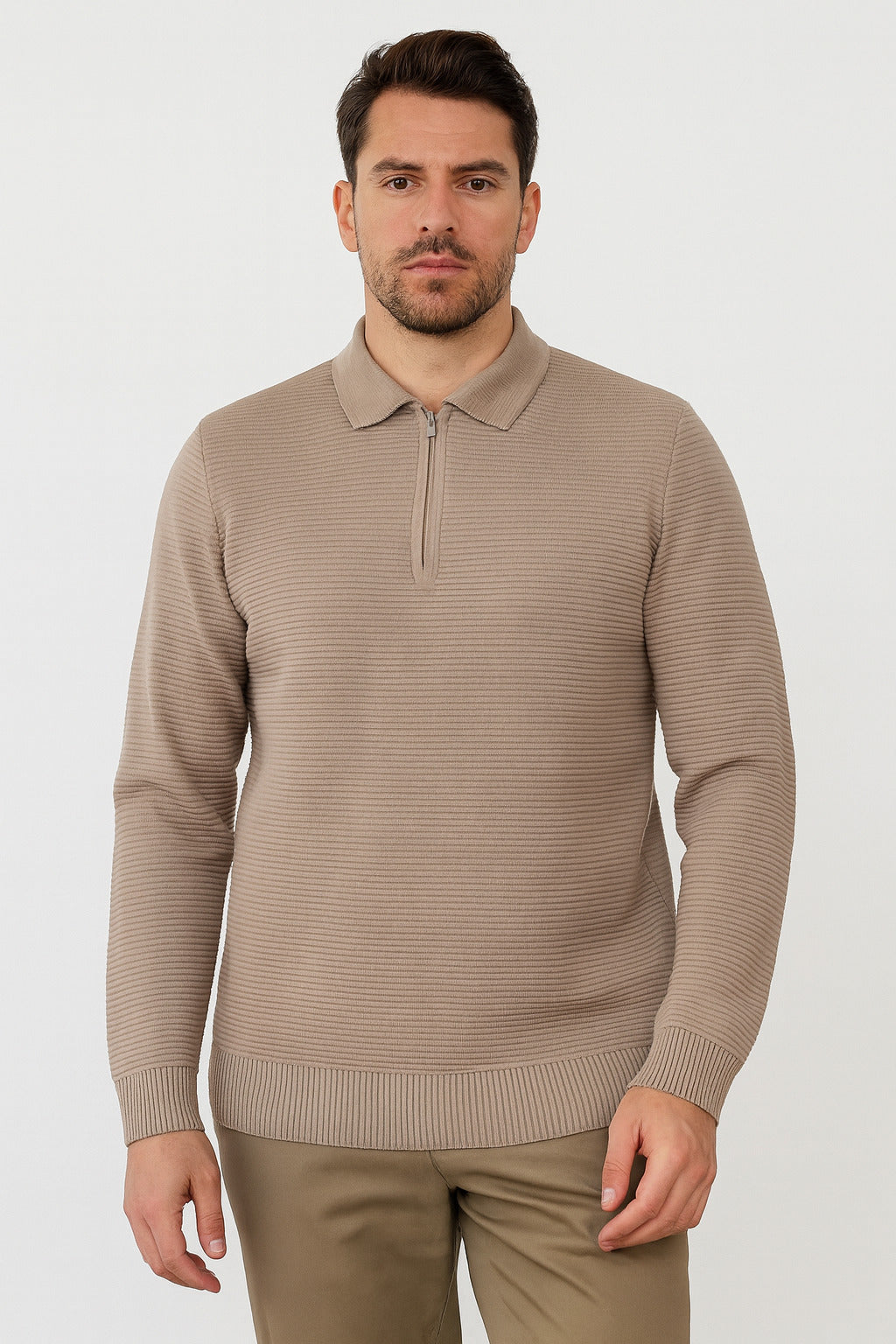 MPL Men's Zippered Polo Neck Sweater 732 - Chernivtsi
