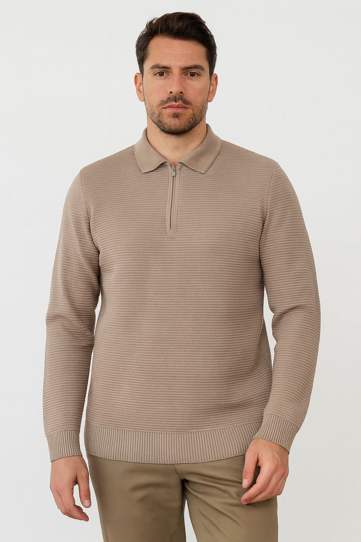 MPL Men's Zippered Polo Neck Sweater 732 - Chernivtsi