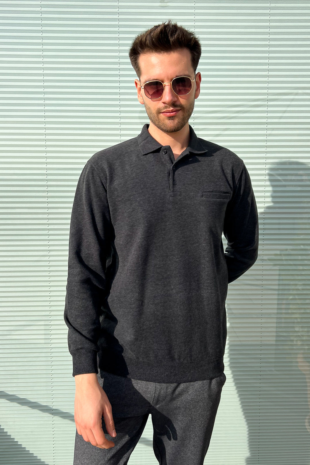 MPL Men's Pocketed Polo Neck Thessaloniki Sweatshirt 109 - Gallarate