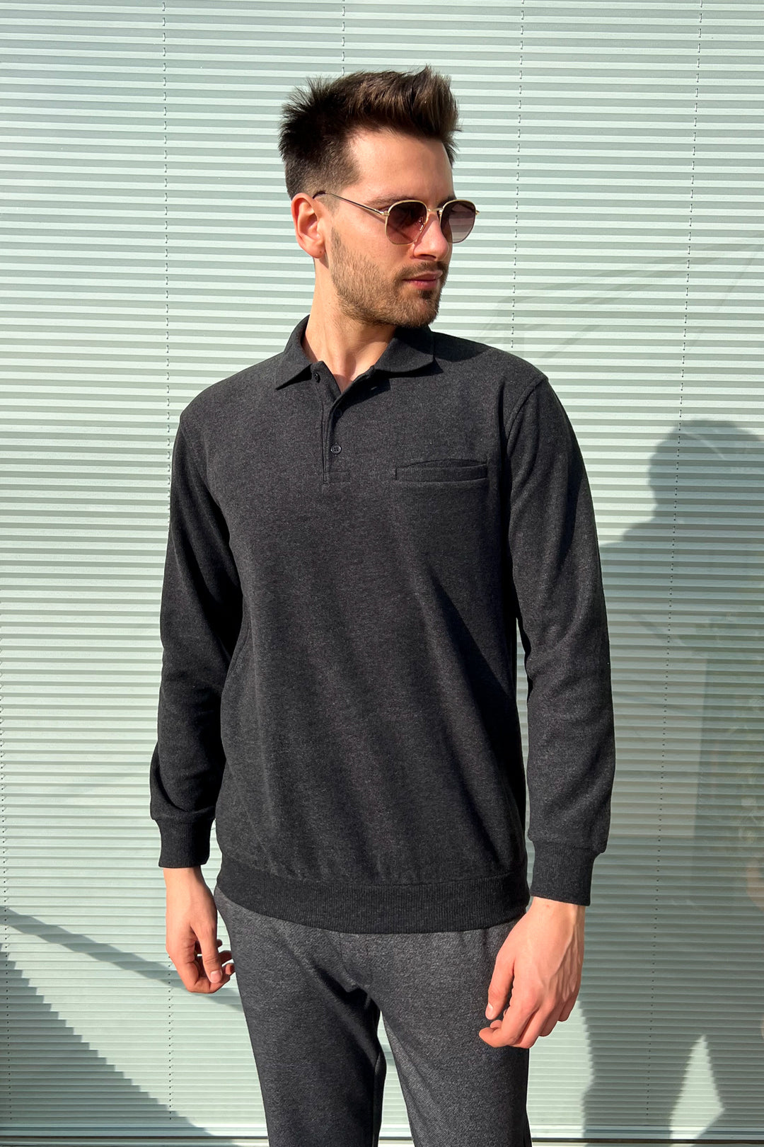 MPL Men's Pocketed Polo Neck Thessaloniki Sweatshirt 109 - Gallarate