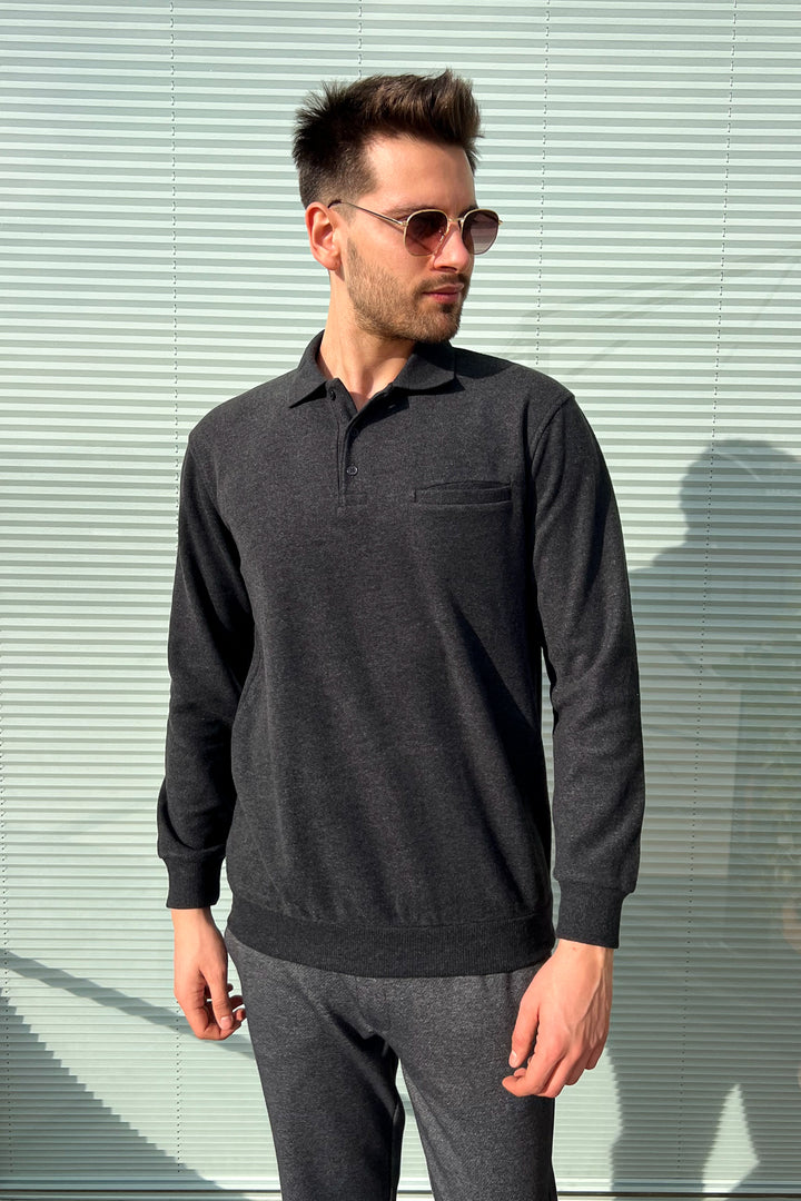 MPL Men's Pocketed Polo Neck Thessaloniki Sweatshirt 109 - Gallarate