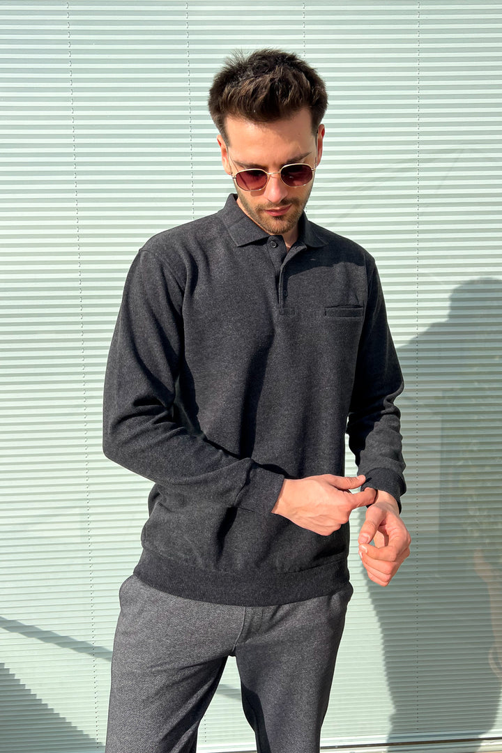 MPL Men's Pocketed Polo Neck Thessaloniki Sweatshirt 109 - Gallarate