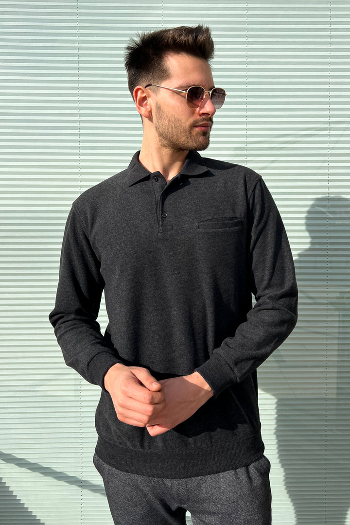 MPL Men's Pocketed Polo Neck Thessaloniki Sweatshirt 109 - Gallarate