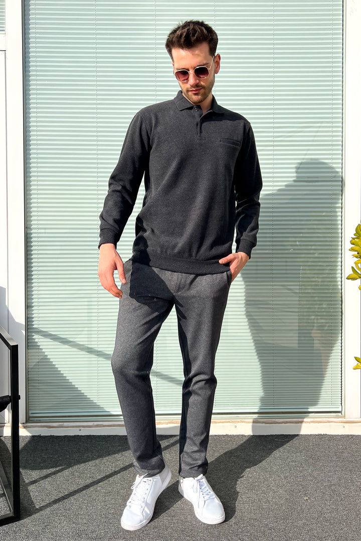 MPL Men's Pocketed Polo Neck Thessaloniki Sweatshirt 109 - Gallarate