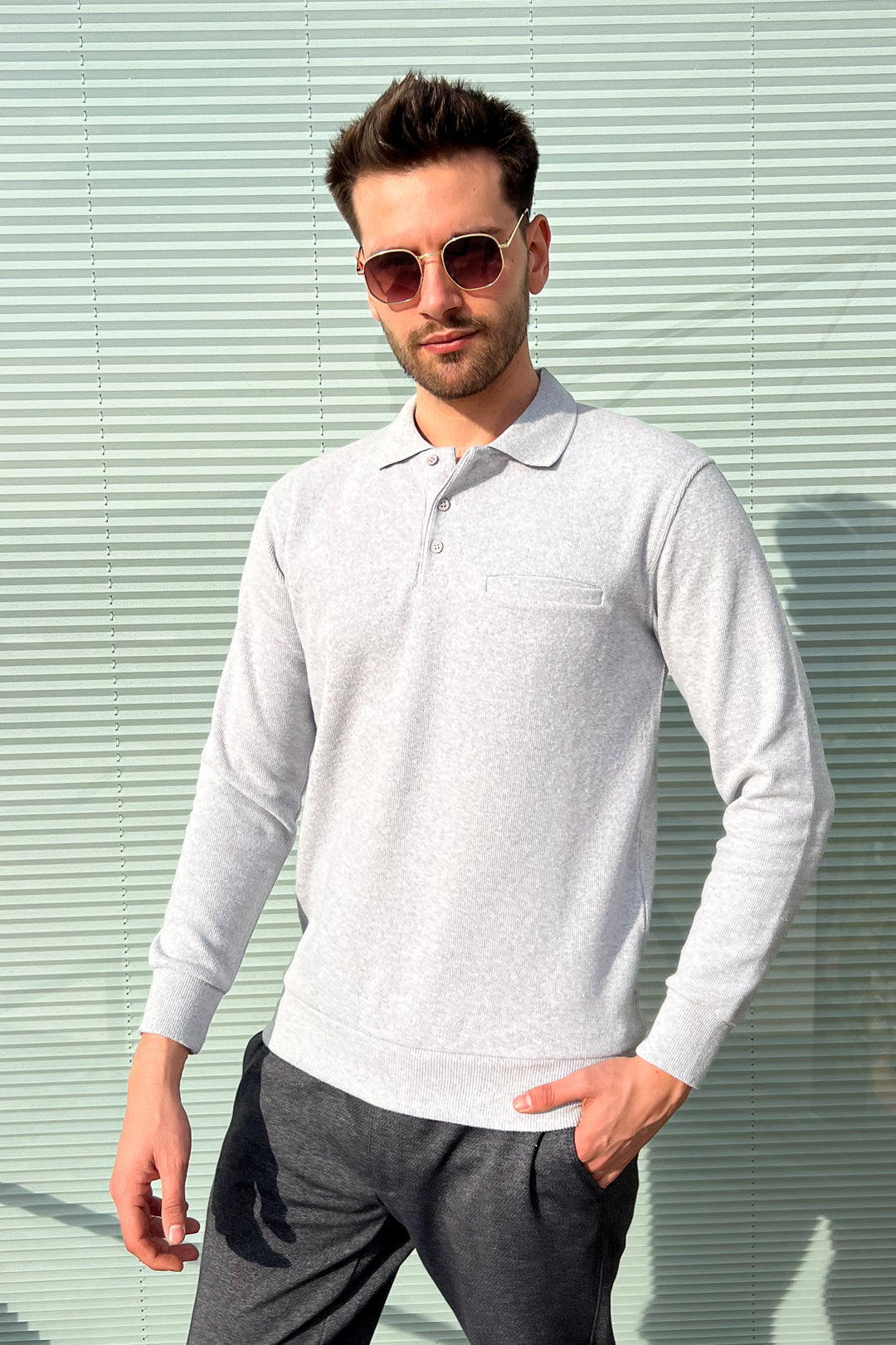 MPL Men's Pocketed Polo Neck Thessaloniki Sweatshirt 109 - Santa Clara del Cobre