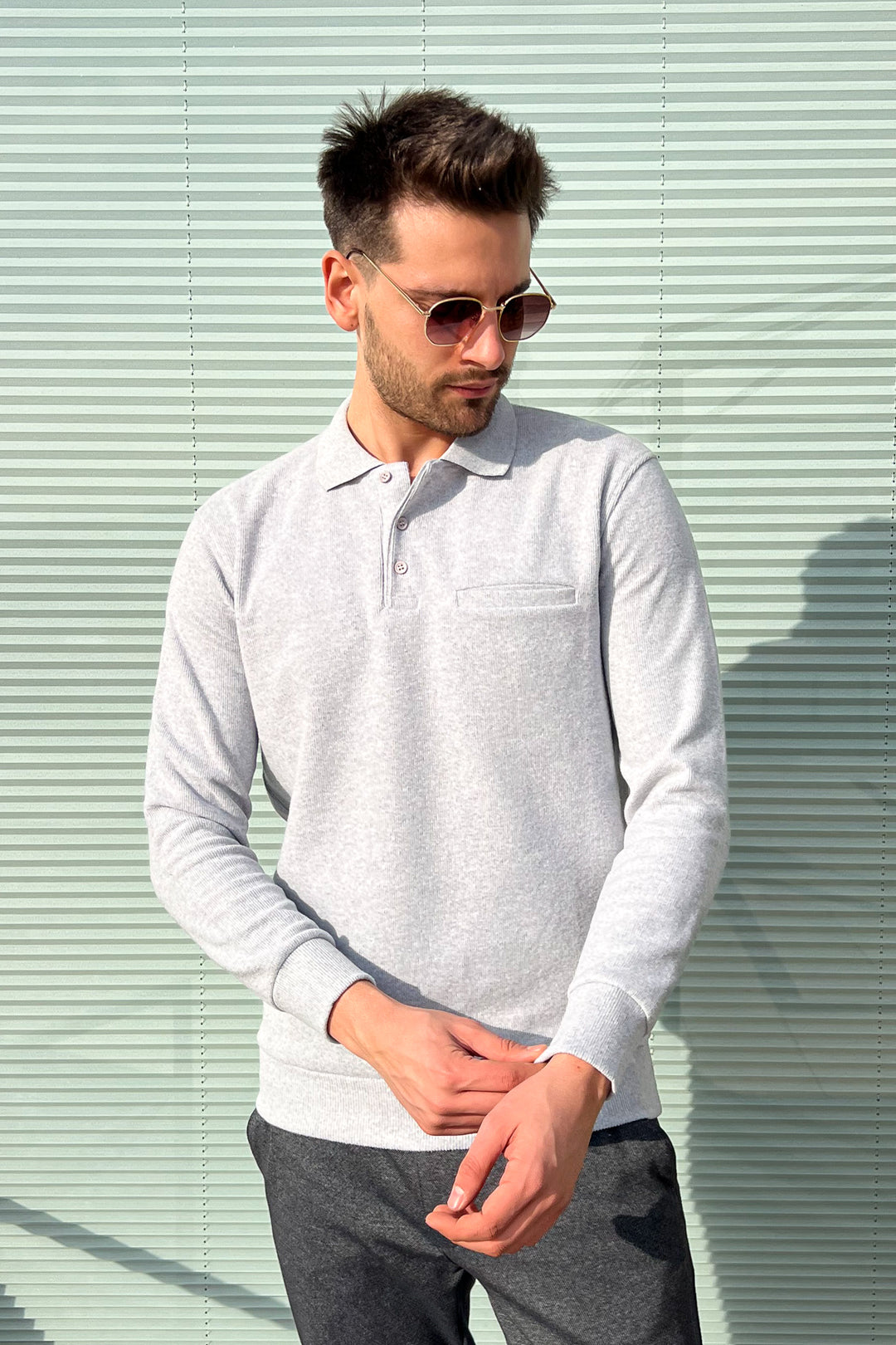 MPL Men's Pocketed Polo Neck Thessaloniki Sweatshirt 109 - Santa Clara del Cobre
