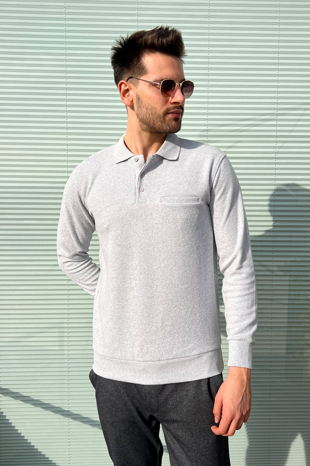 MPL Men's Pocketed Polo Neck Thessaloniki Sweatshirt 109 - Santa Clara del Cobre