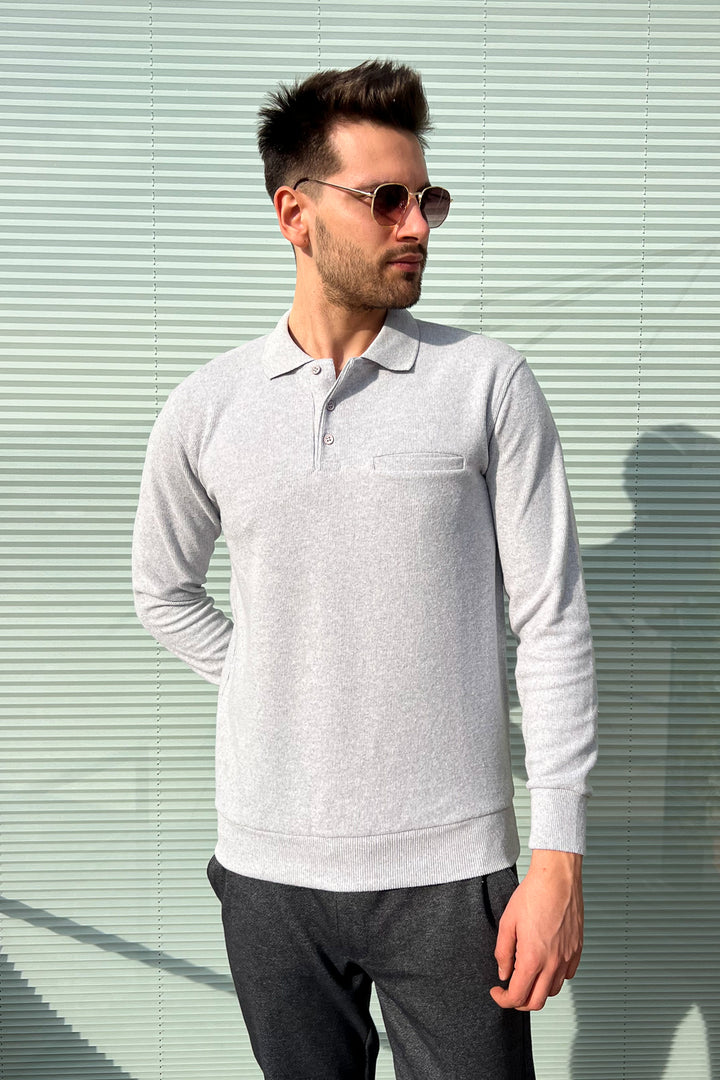 MPL Men's Pocketed Polo Neck Thessaloniki Sweatshirt 109 - Santa Clara del Cobre