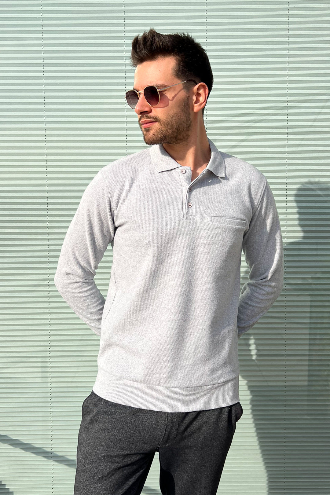 MPL Men's Pocketed Polo Neck Thessaloniki Sweatshirt 109 - Santa Clara del Cobre