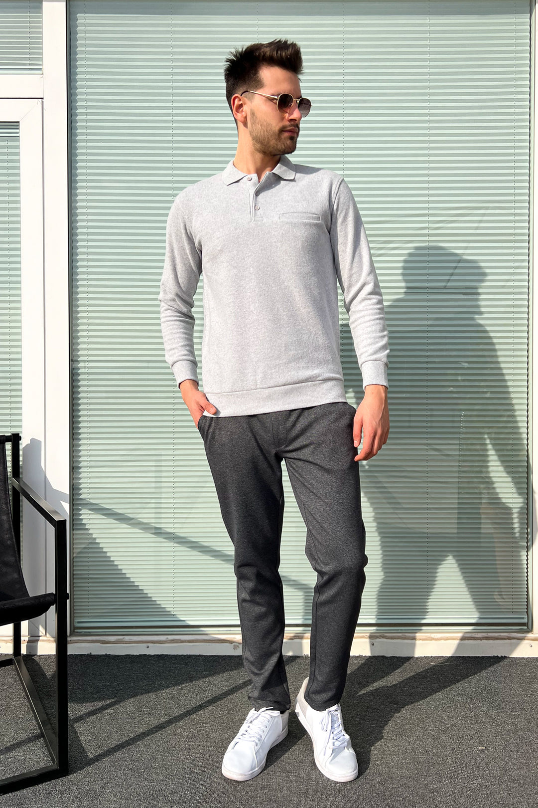 MPL Men's Pocketed Polo Neck Thessaloniki Sweatshirt 109 - Santa Clara del Cobre