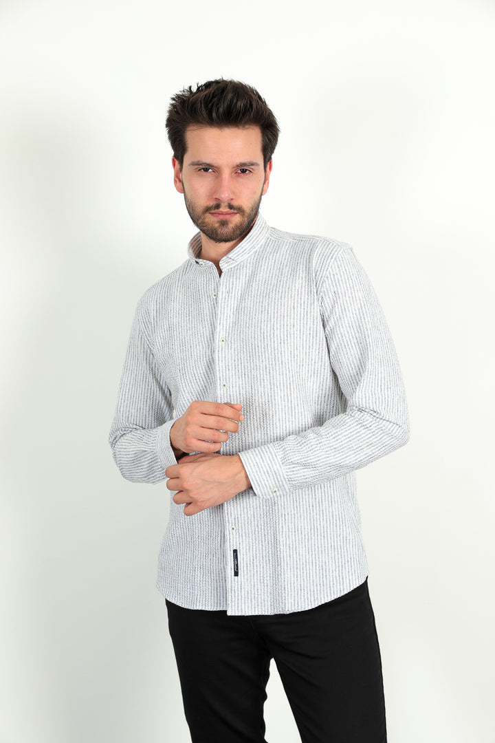 MPL Men's Stand Collar Striped Waffle Shirt 311 - Querétaro