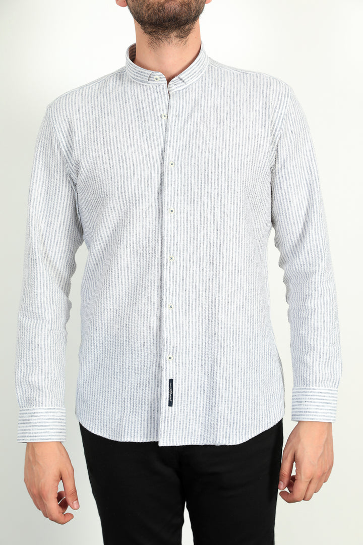 MPL Men's Stand Collar Striped Waffle Shirt 311 - Querétaro